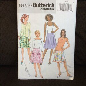 B4519 Butterick Fast & Easy Skirt Sewing Pattern 8-10-12-14